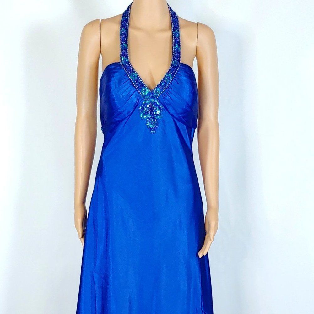 Price just Reduced! NWT Faviana Royal Blue Halter Top Formal Gown
